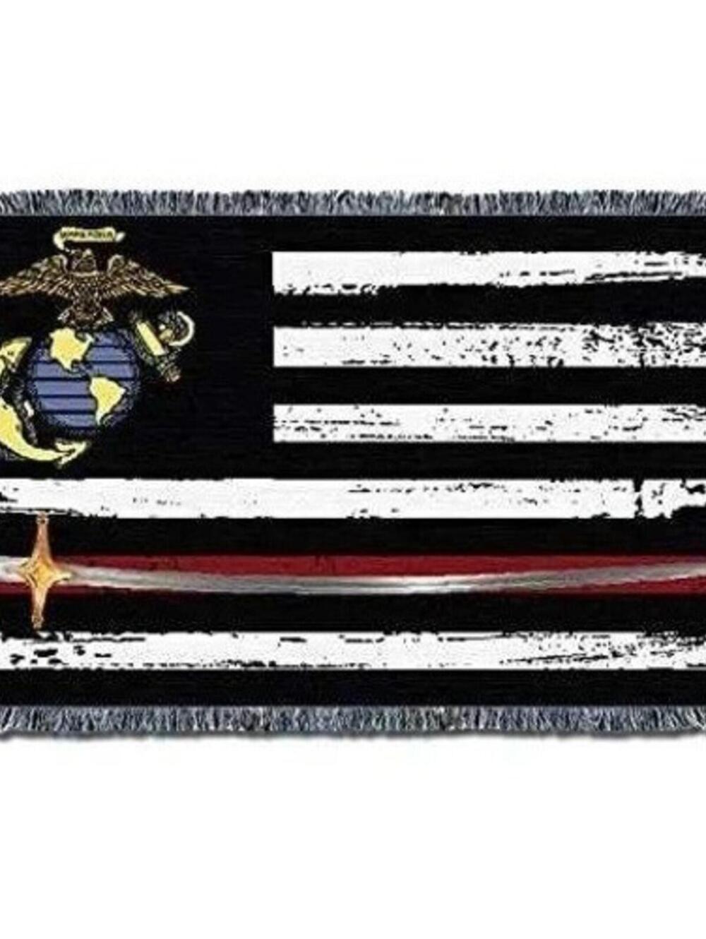 Pure Country Weavers US Marine Corps Saber Line American Flag Blanket 61x36 USA